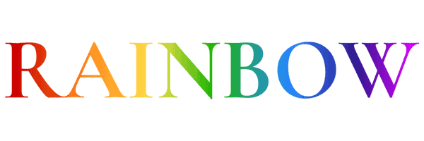 Rainbow word art in rainbow coloured gradient