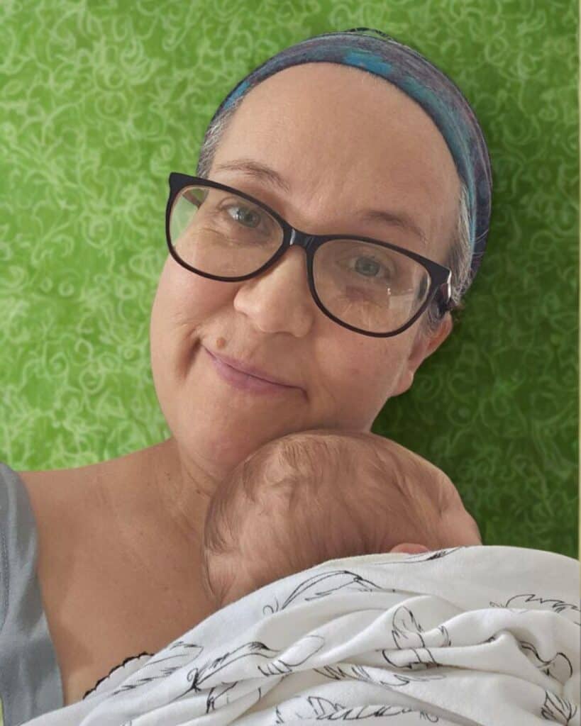 Camilla and her baby a few days after birth. 